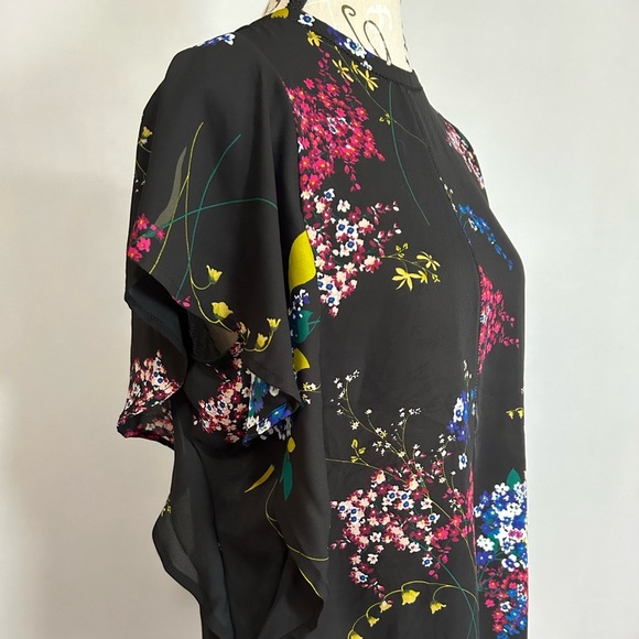 Worthington Pink and Yellow Flutter Sleeve Blouse Medium - Picture 3 of 6